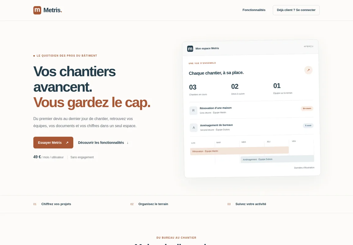 Capture du site — Metris