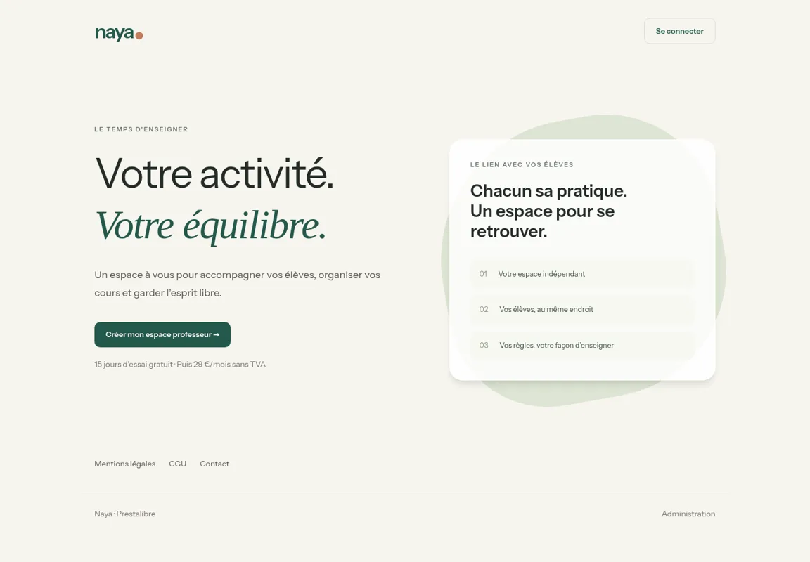 Capture du site — Naya